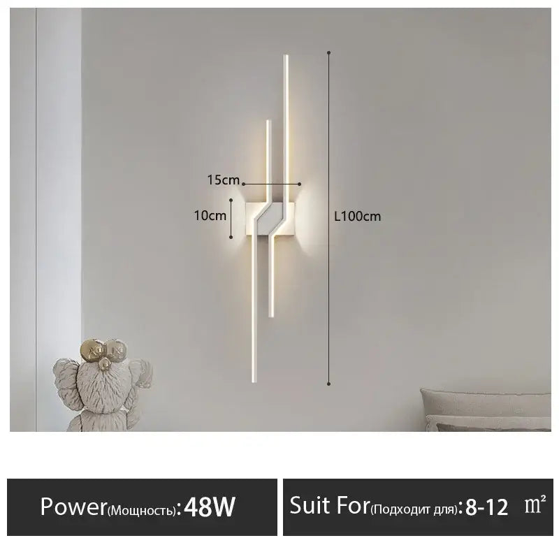 Modern minimalist black led wall lamp strip for living room