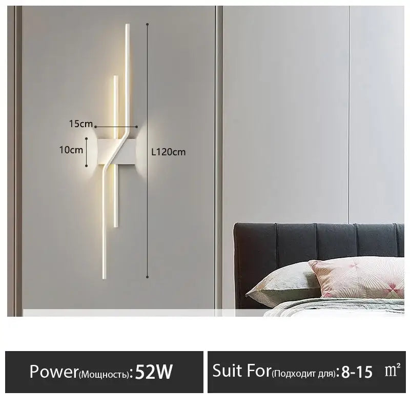 Modern minimalist black led wall lamp strip for living room
