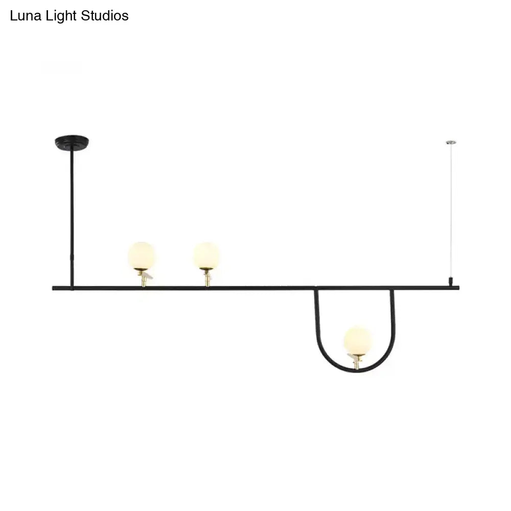 Modern minimalist black metal triple globe ceiling light dining room