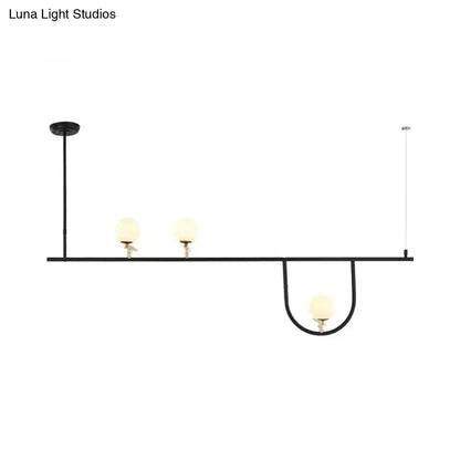 Modern minimalist black metal triple globe ceiling light dining room