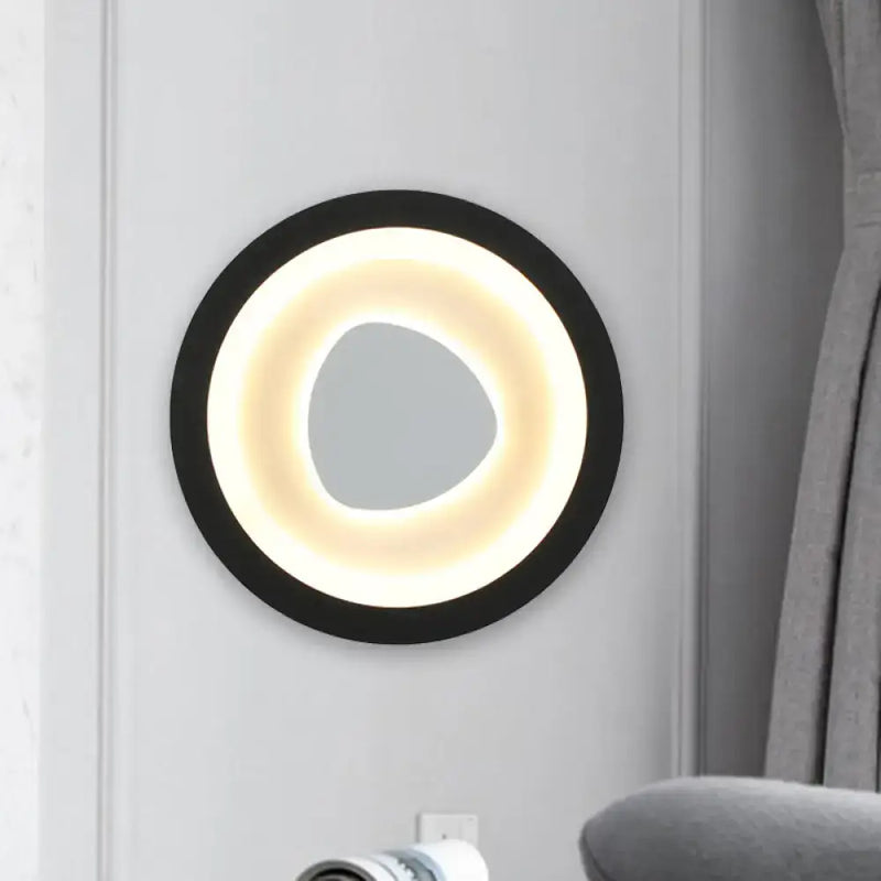 Modern minimalist black mirror wall light with acrylic shade bedroom