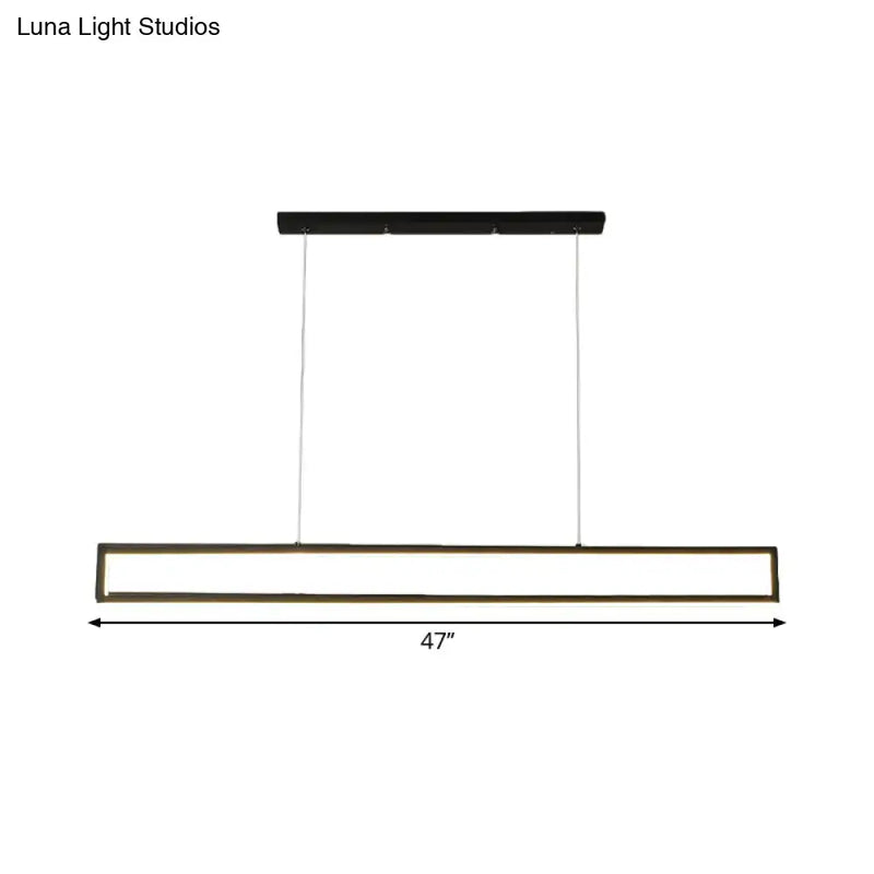 Modern minimalist black rectangle frame iron island light dining room