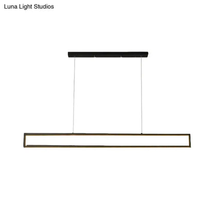Modern minimalist black rectangle frame iron island light dining room
