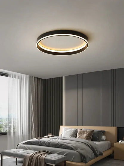 Modern minimalist black ring led ceiling lights bedroom lamp