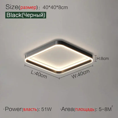 Modern minimalist black ring led ceiling lights bedroom lamp