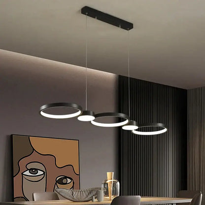 Modern minimalist black ring led chandelier for living room dining hall