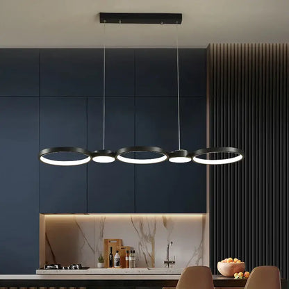 Modern minimalist black ring led chandelier for living room dining hall