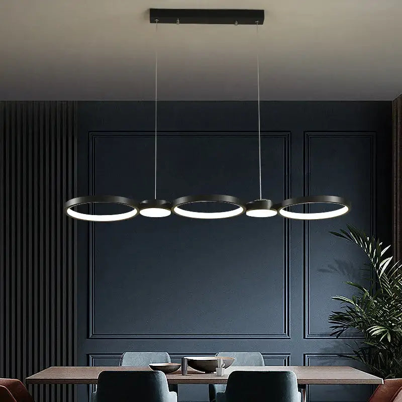 Modern minimalist black ring led chandelier for living room dining hall