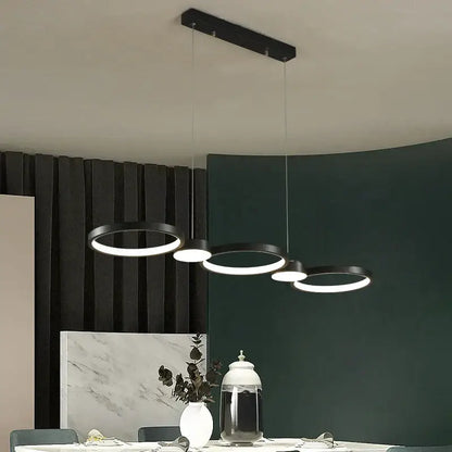 Modern minimalist black ring led chandelier for living room dining hall