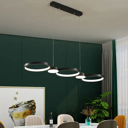 Modern minimalist black ring led chandelier for living room dining hall