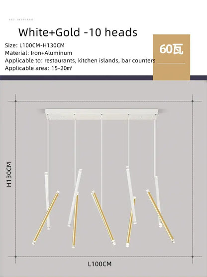 Modern minimalist black round tube led chandelier staircase light