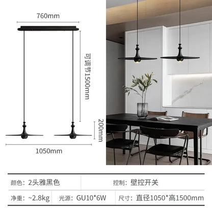 Modern minimalist black solid wood pendant lights dining room led