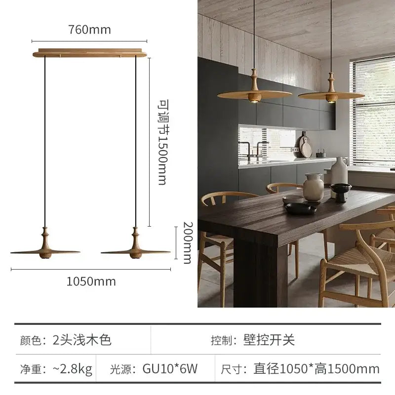 Modern minimalist black solid wood pendant lights dining room led