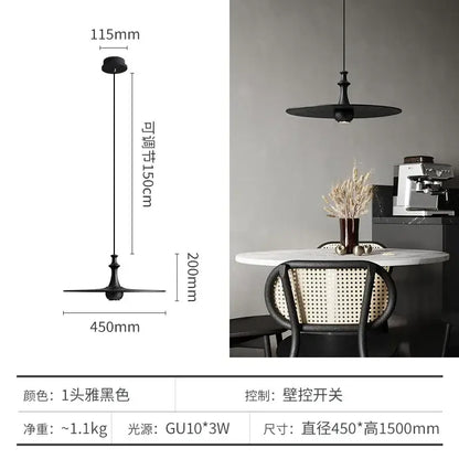 Modern minimalist black solid wood pendant lights dining room led