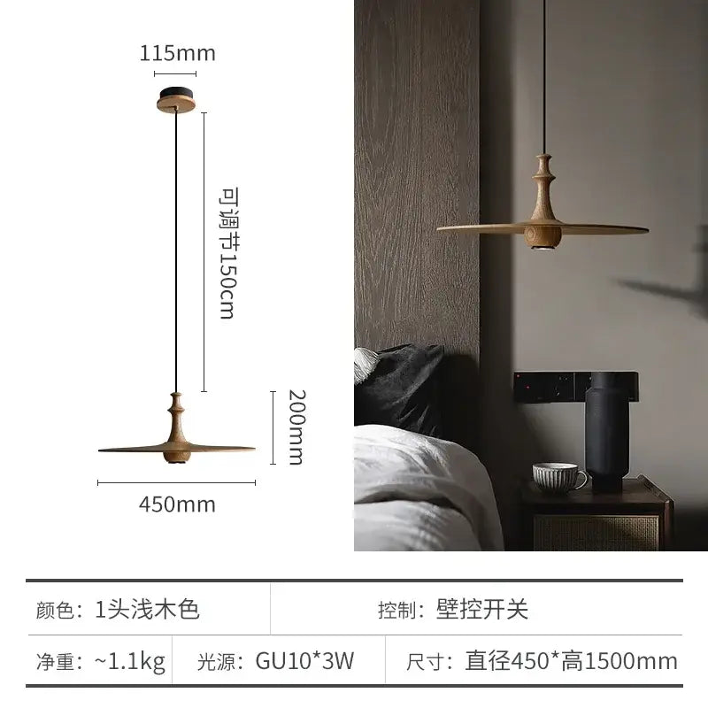 Modern minimalist black solid wood pendant lights dining room led