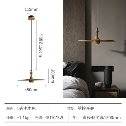 Modern minimalist black solid wood pendant lights dining room led