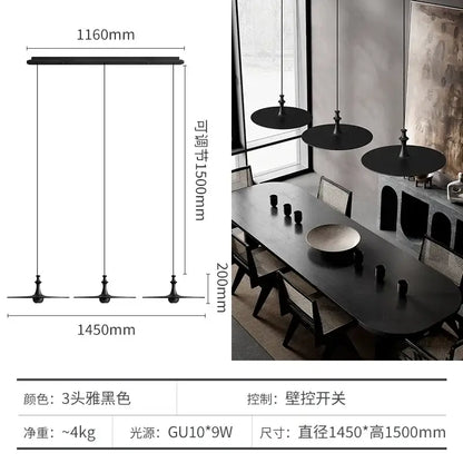 Modern minimalist black solid wood pendant lights dining room led