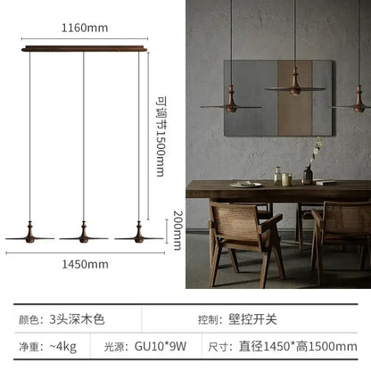 Modern minimalist black solid wood pendant lights dining room led