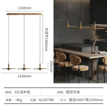 Modern minimalist black solid wood pendant lights dining room led