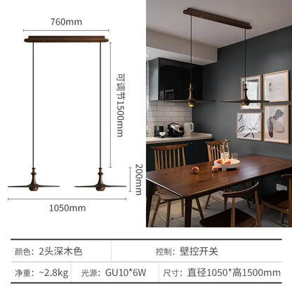 Modern minimalist black solid wood pendant lights dining room led