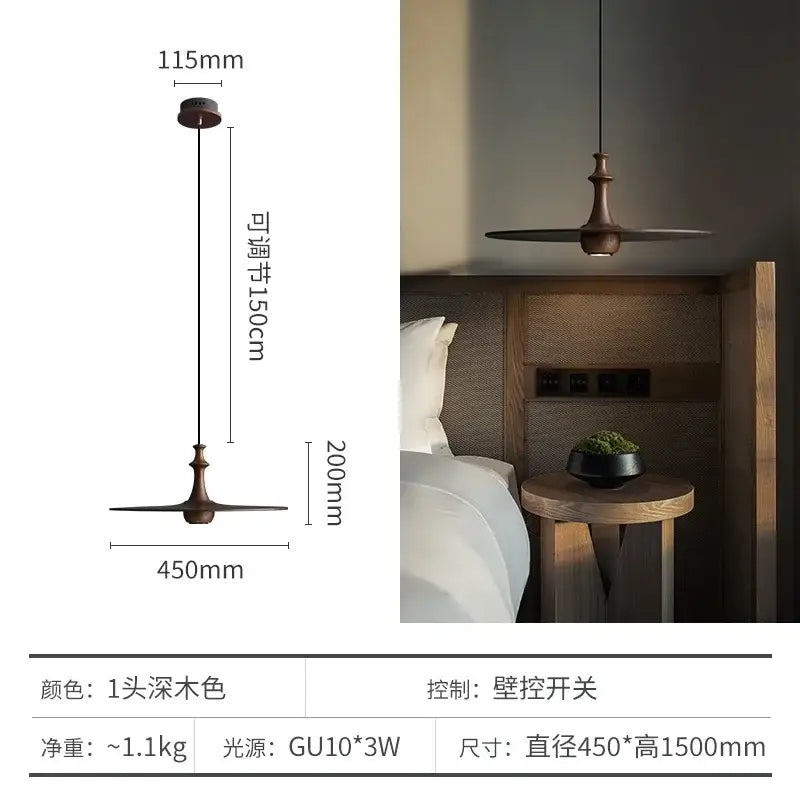 Modern minimalist black solid wood pendant lights dining room led