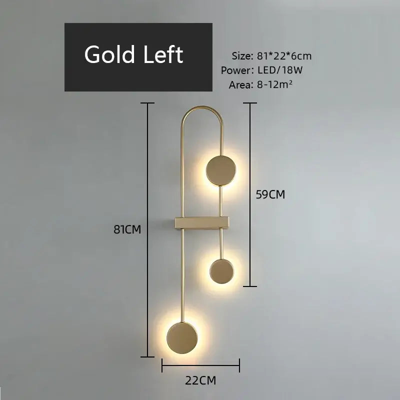 Modern minimalist black triple circle led wall light bedroom sconce
