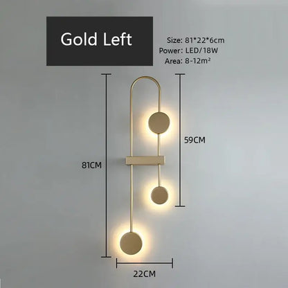 Modern minimalist black triple circle led wall light bedroom sconce