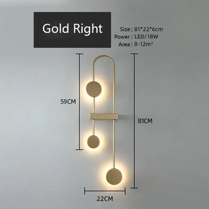 Modern minimalist black triple circle led wall light bedroom sconce