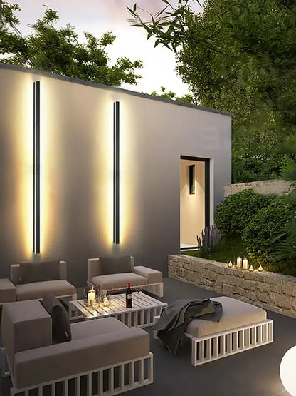 Modern minimalist black waterproof led wall light garden decor