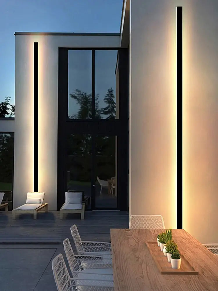 Modern minimalist black waterproof led wall light garden decor
