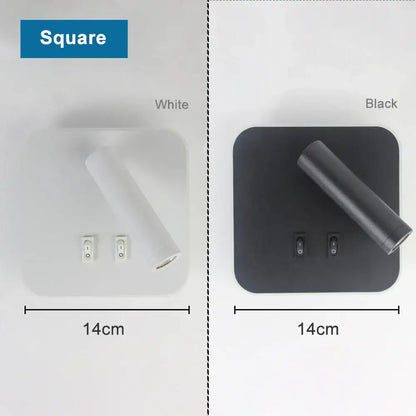 Modern minimalist black & white adjustable wall lamp for bedroom