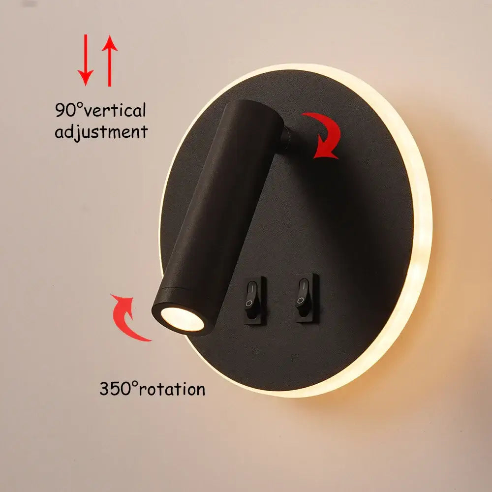 Modern minimalist black & white adjustable wall lamp for bedroom