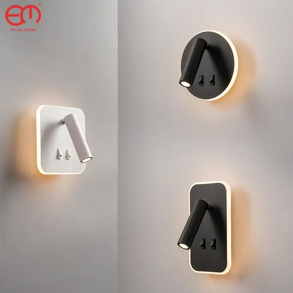 Modern minimalist black & white adjustable wall lamp for bedroom