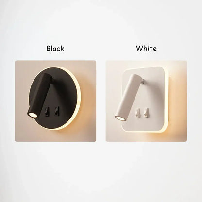 Modern minimalist black & white adjustable wall lamp for bedroom