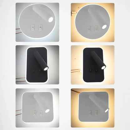 Modern minimalist black & white adjustable wall lamp for bedroom