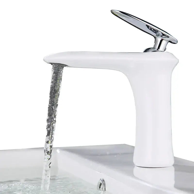 Modern minimalist black & white brass bathroom faucet