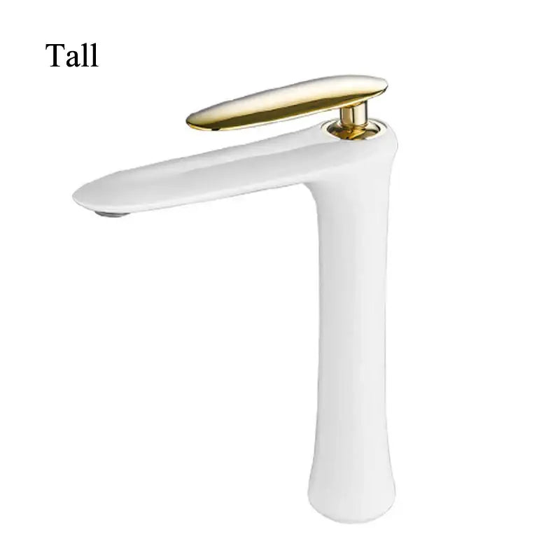 Modern minimalist black & white brass bathroom faucet