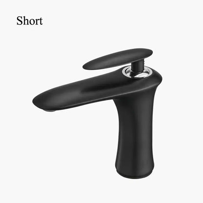 Modern minimalist black & white brass bathroom faucet