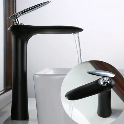 Modern minimalist black & white brass bathroom faucet