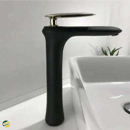 Modern minimalist black & white brass bathroom faucet