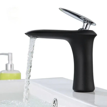 Modern minimalist black & white brass bathroom faucet