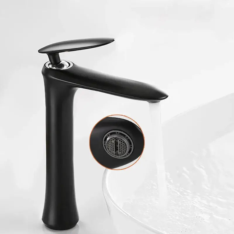 Modern minimalist black & white brass bathroom faucet