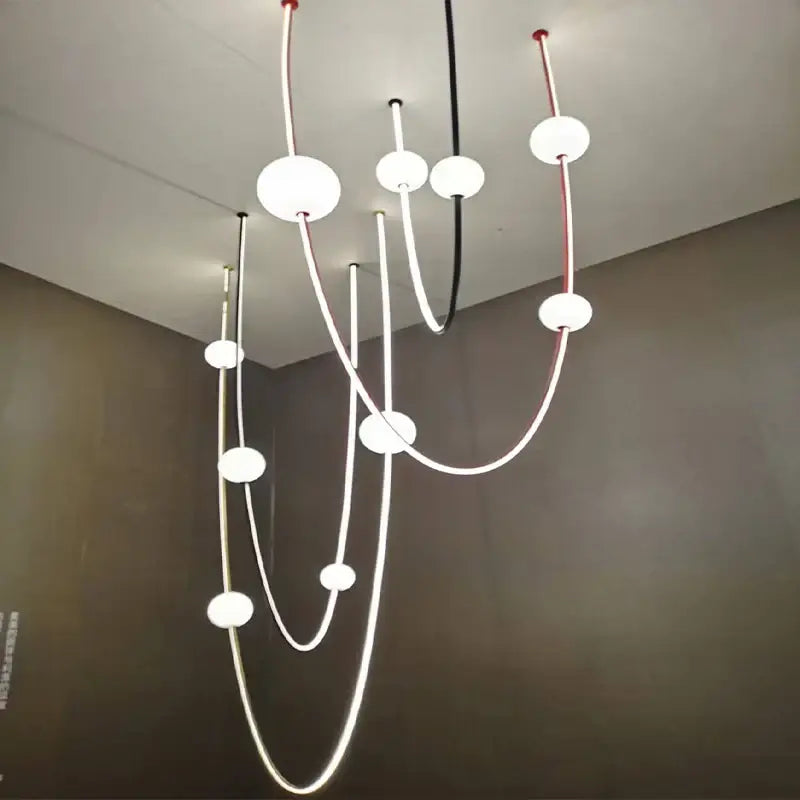 Modern minimalist black & white colorized led dimmable ceiling chandelier dining room