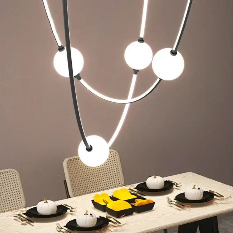 Modern minimalist black & white colorized led dimmable ceiling chandelier dining room