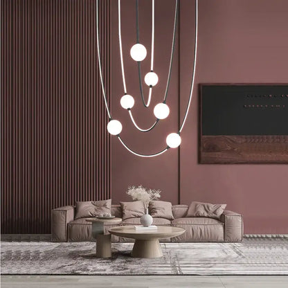 Modern minimalist black & white colorized led dimmable ceiling chandelier dining room
