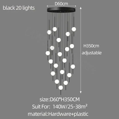 Modern minimalist black & white creative led chandeliers living room