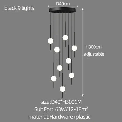 Modern minimalist black & white creative led chandeliers living room