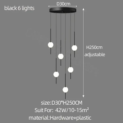 Modern minimalist black & white creative led chandeliers living room