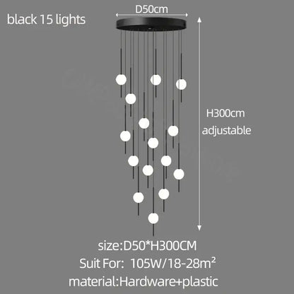 Modern minimalist black & white creative led chandeliers living room