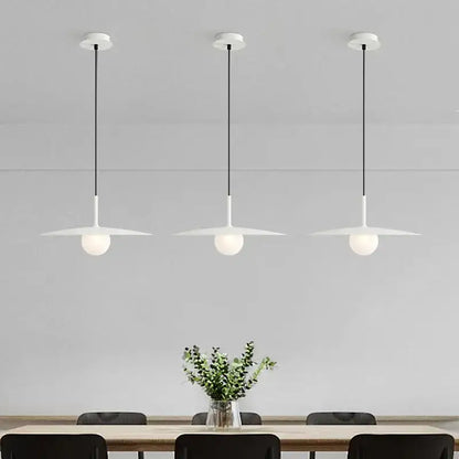 Modern minimalist black & white flying saucer dining room light